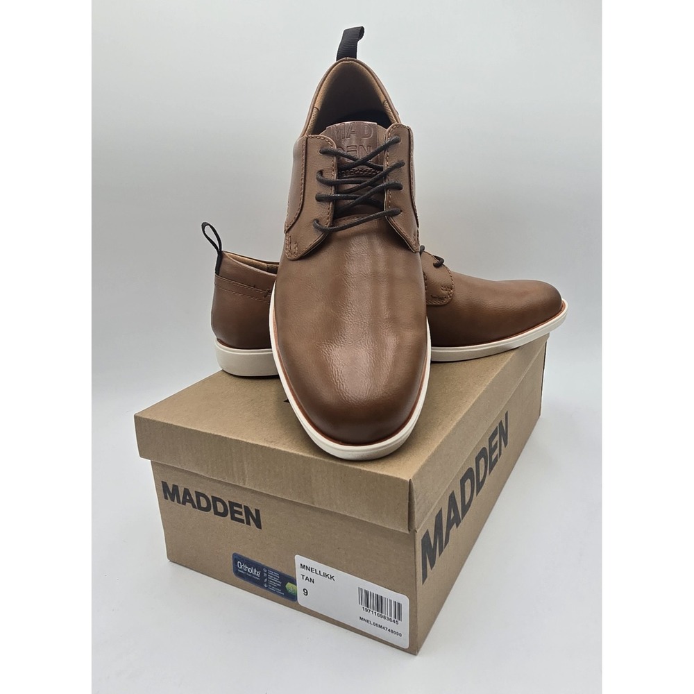 Steve Madden Men's Brown Tan Oxford Ortholite Career Business Formal Casual 9
